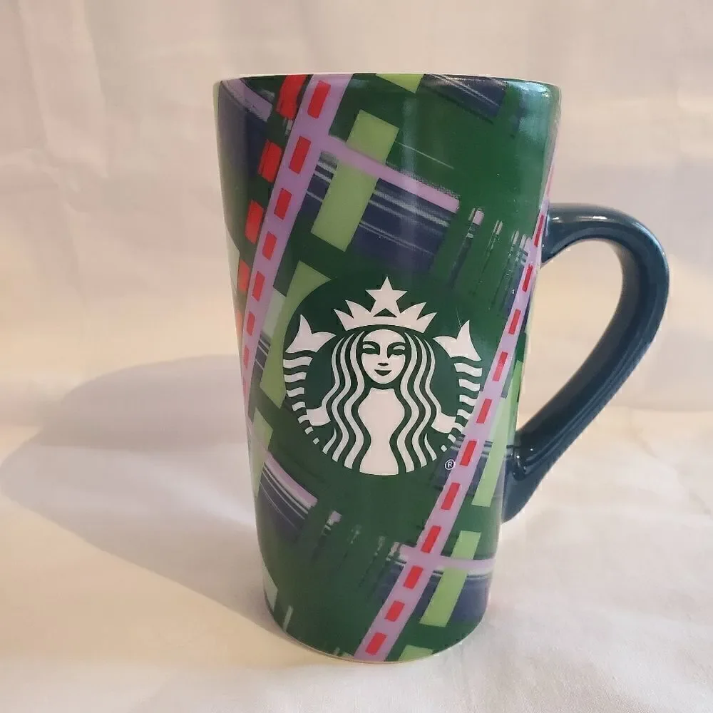 Starbucks Coffee Green Plaid Tall Mug